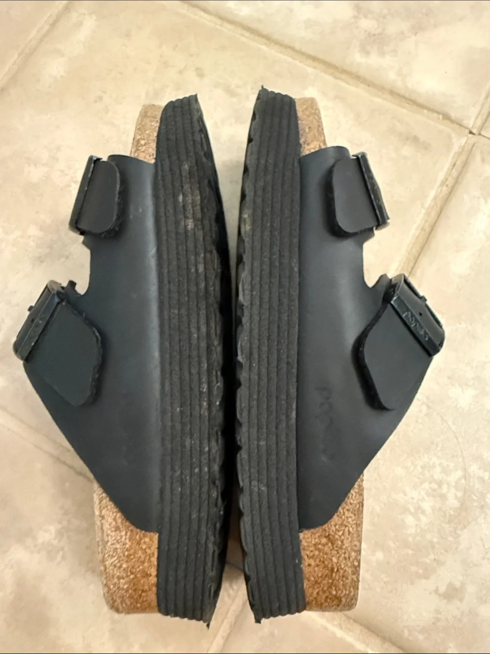 Black Birkenstock Papillio Arizona sandals, 39 or 8-8.5
